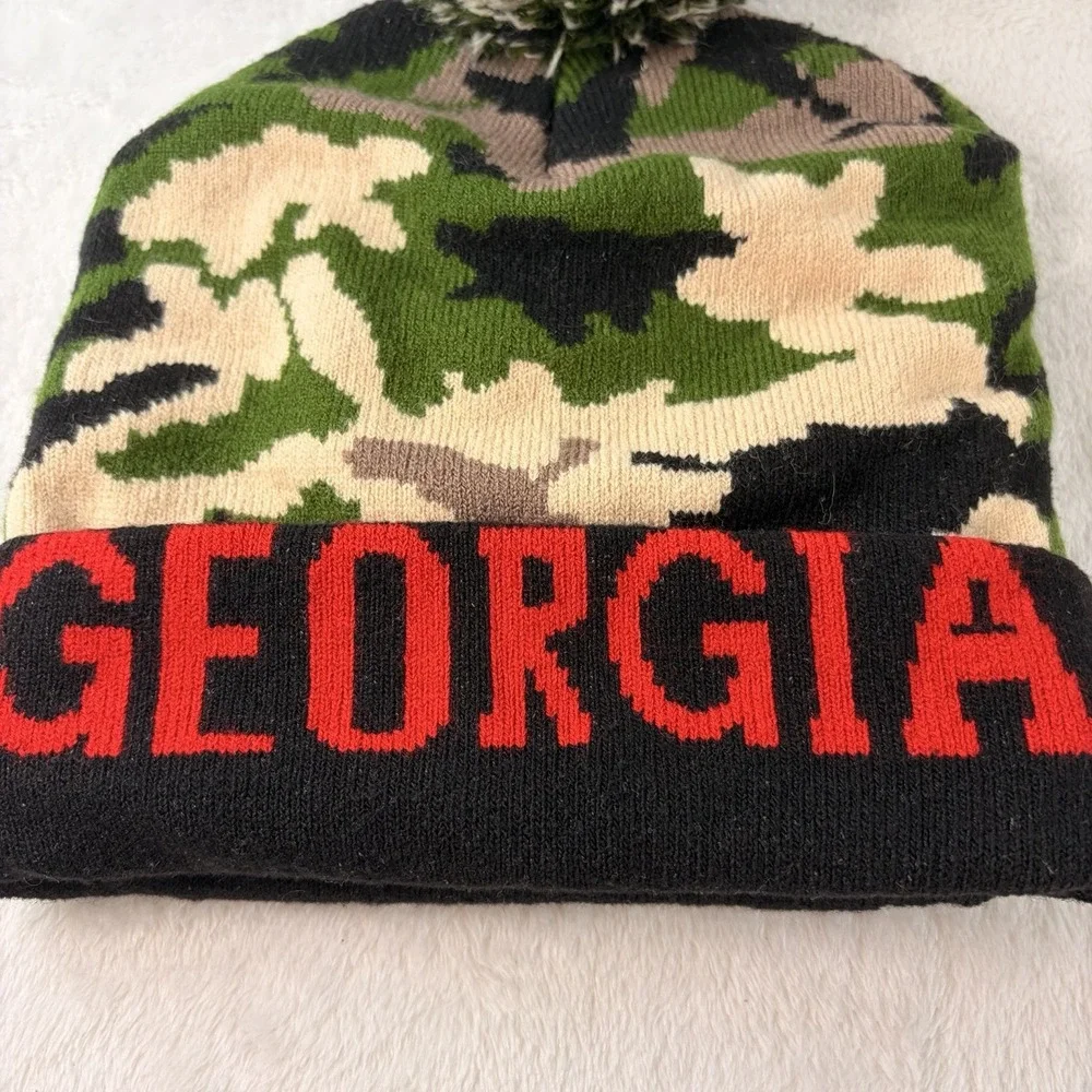 Lot of 3 Winter Beanie Hats Georgia Bulldogs Camo Deer Stag Plain Black Unisex